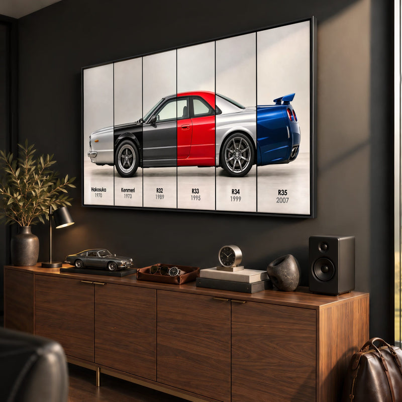 Nissan GT-R Evolution Poster & Canvas Wall Art | Caveson Cars