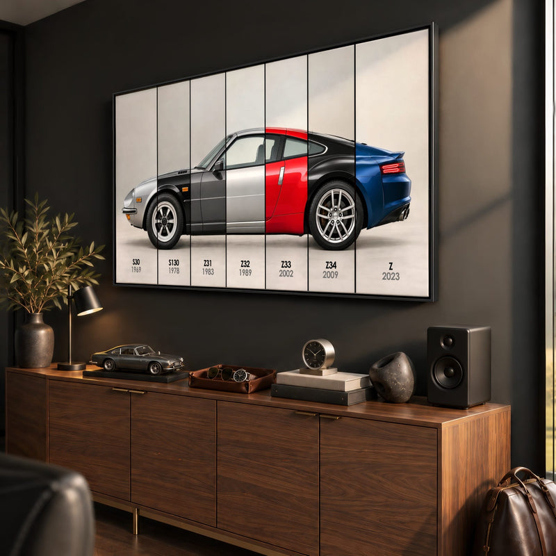 Nissan Z Evolution Poster 240Z to Z & Canvas Art | Caveson Cars