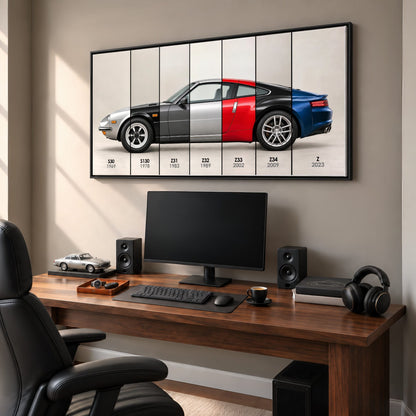 Nissan Z Evolution Poster 240Z to Z & Canvas Art | Caveson Cars