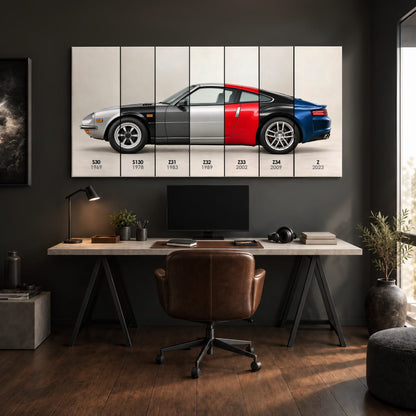 Nissan Z Evolution Poster 240Z to Z & Canvas Art | Caveson Cars