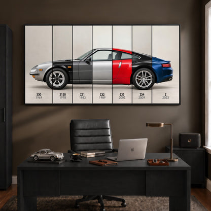Nissan Z Evolution Poster 240Z to Z & Canvas Art | Caveson Cars