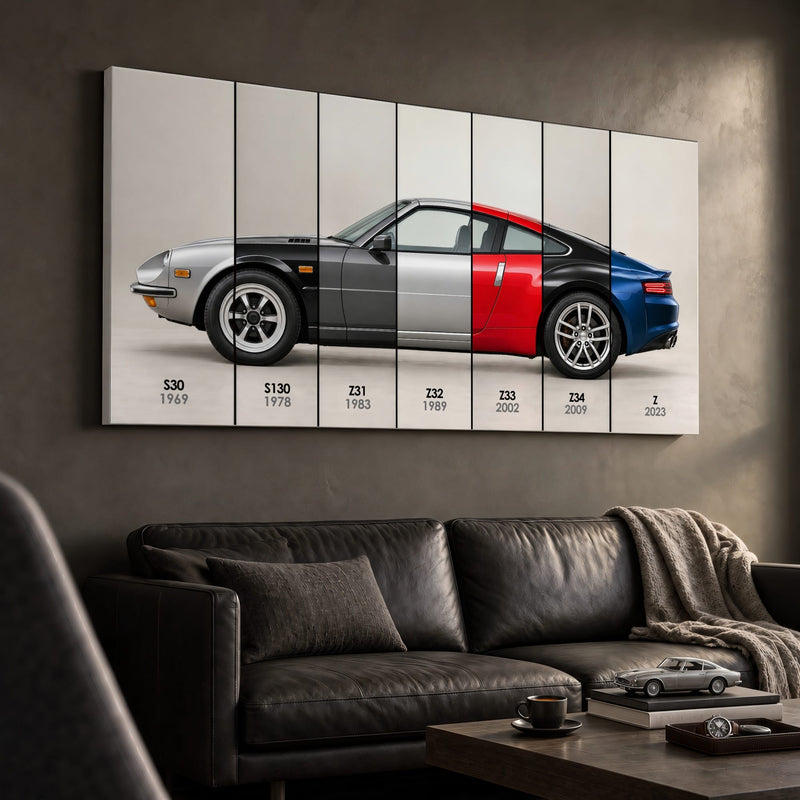 Nissan Z Evolution Poster 240Z to Z & Canvas Art | Caveson Cars