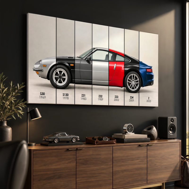 Nissan Z Evolution Poster 240Z to Z & Canvas Art | Caveson Cars
