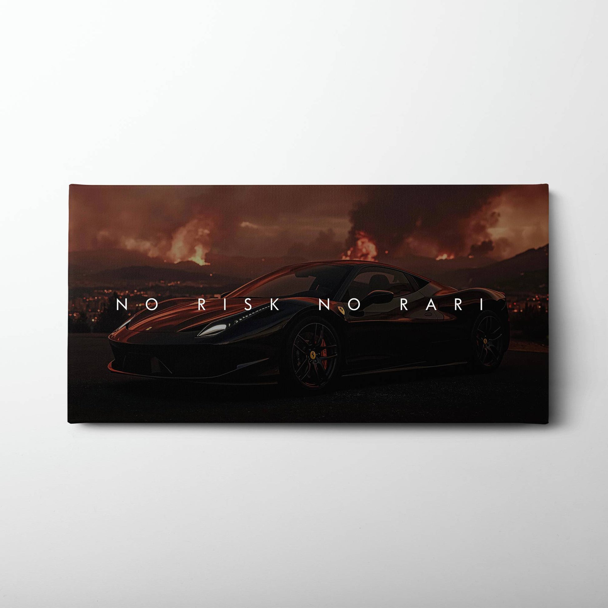 NO RISK NO RARI - Ferrari 296 GTB Inspirational Canvas Wall Art Print Cars