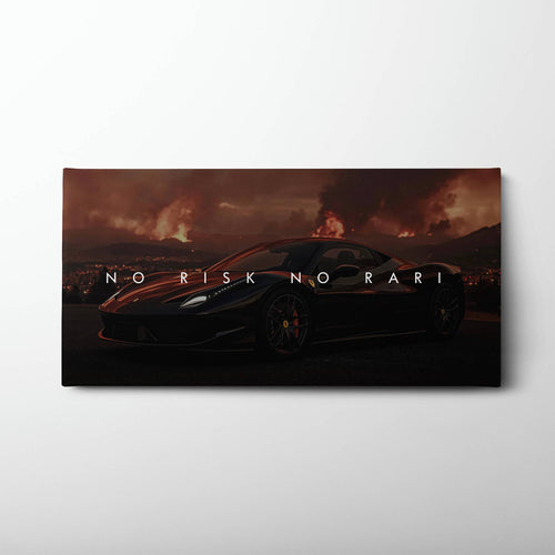 NO RISK NO RARI - Ferrari 296 GTB Inspirational Canvas Wall Art Print Cars