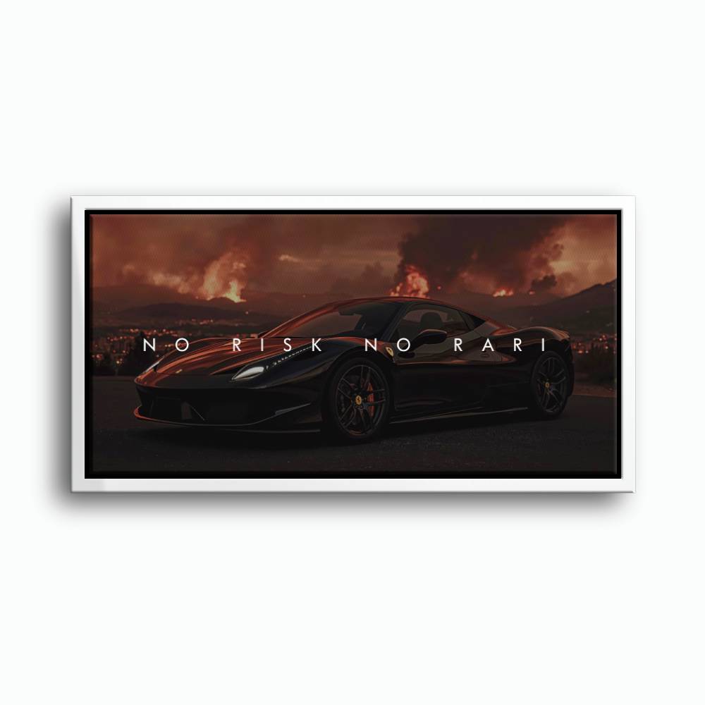 NO RISK NO RARI - Ferrari 296 GTB Inspirational Canvas Wall Art Print Cars