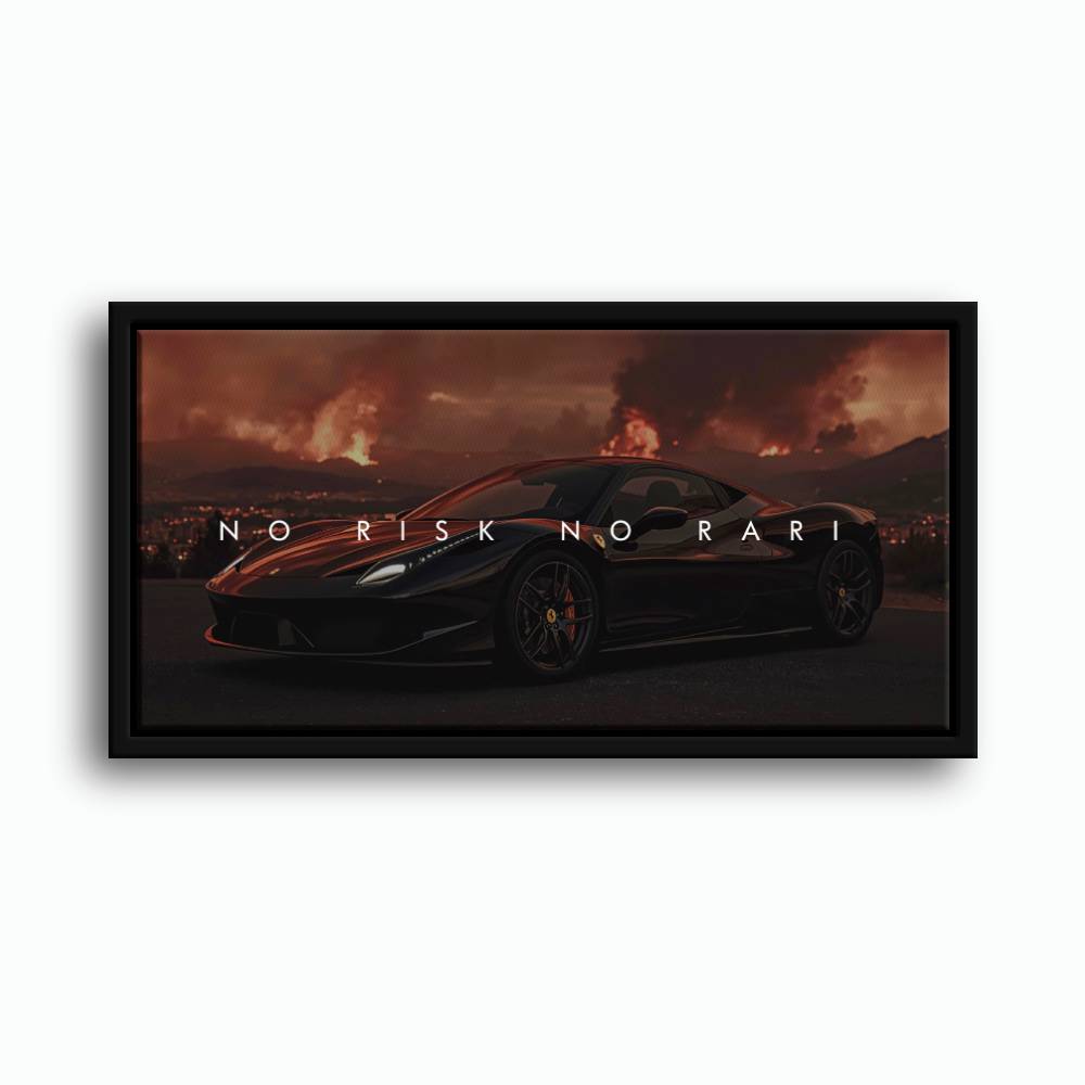 NO RISK NO RARI - Ferrari 296 GTB Inspirational Canvas Wall Art Print Cars