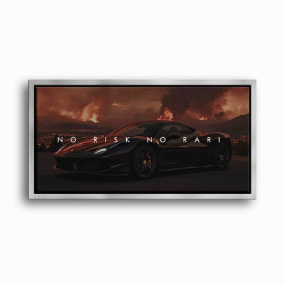 NO RISK NO RARI - Ferrari 296 GTB Inspirational Canvas Wall Art Print Cars