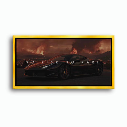 NO RISK NO RARI - Ferrari 296 GTB Inspirational Canvas Wall Art Print Cars