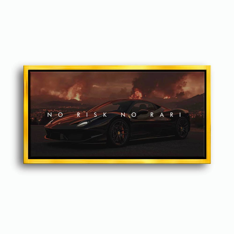 NO RISK NO RARI - Ferrari 296 GTB Inspirational Canvas Wall Art Print Cars