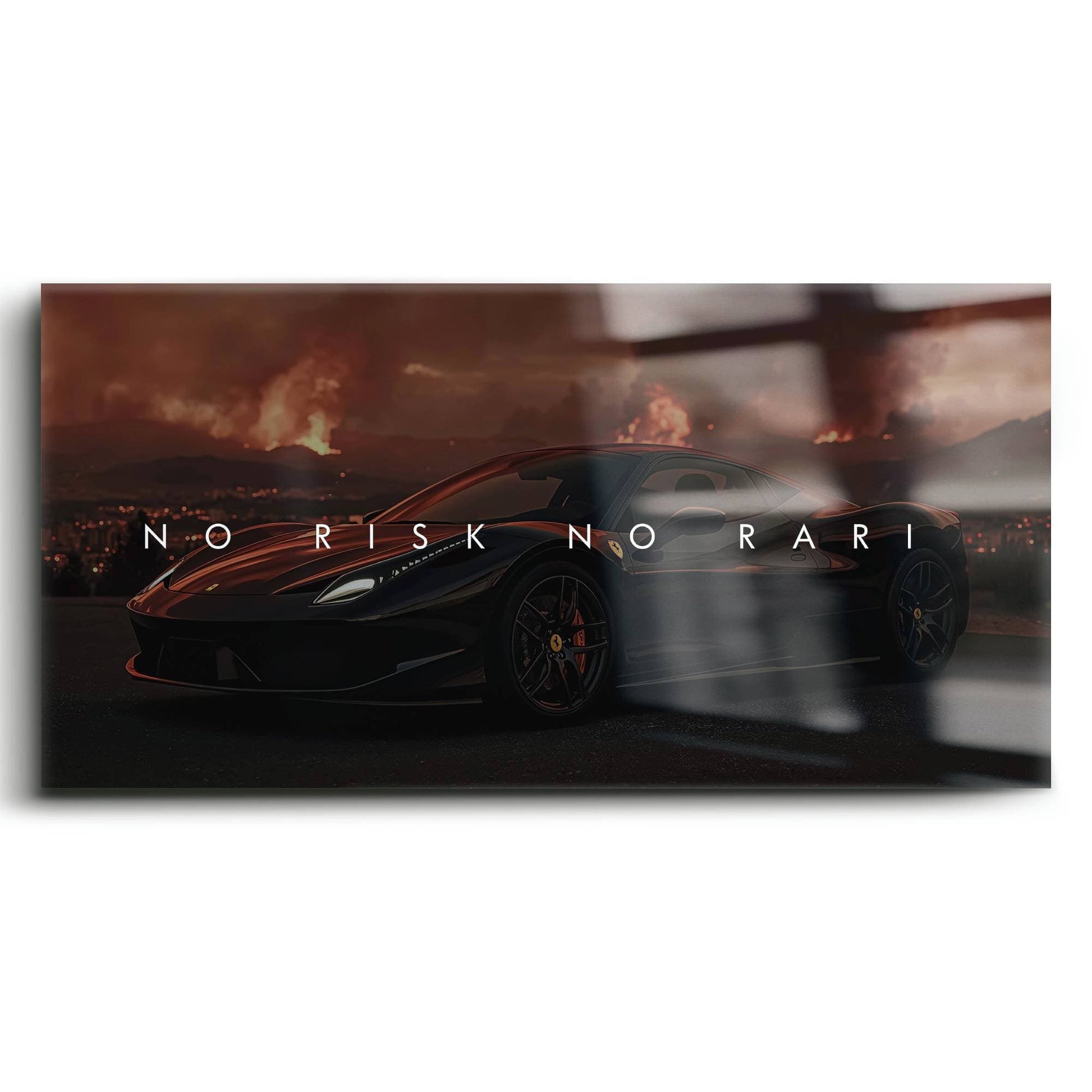 NO RISK NO RARI - Ferrari 296 GTB Inspirational Canvas Wall Art Print Cars