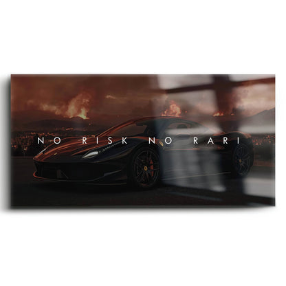 NO RISK NO RARI - Ferrari 296 GTB Inspirational Canvas Wall Art Print Cars