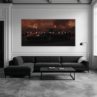 NO RISK NO RARI - Ferrari 296 GTB Inspirational Canvas Wall Art Print