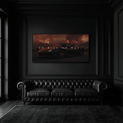 NO RISK NO RARI - Ferrari 296 GTB Inspirational Canvas Wall Art Print Cars