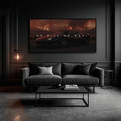 NO RISK NO RARI - Ferrari 296 GTB Inspirational Canvas Wall Art Print Cars