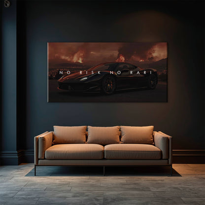 NO RISK NO RARI - Ferrari 296 GTB Inspirational Canvas Wall Art Print Cars