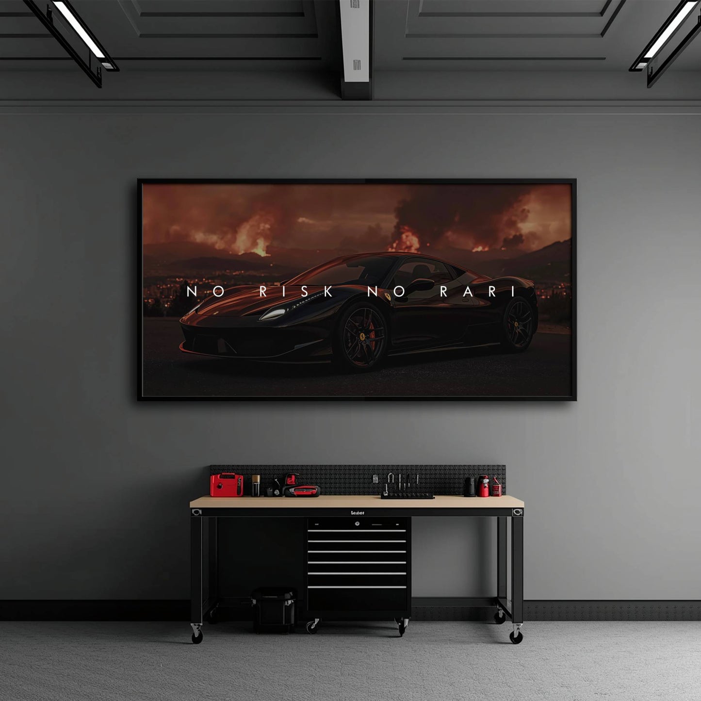 NO RISK NO RARI - Ferrari 296 GTB Inspirational Canvas Wall Art Print Cars