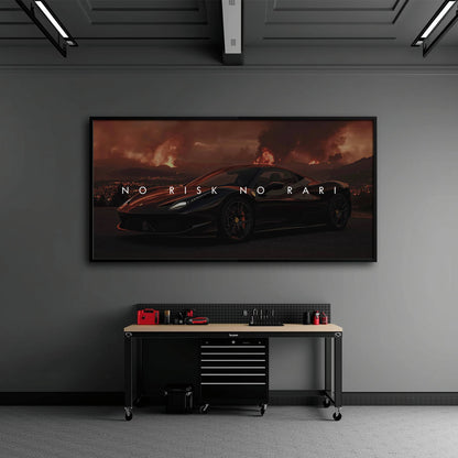 NO RISK NO RARI - Ferrari 296 GTB Inspirational Canvas Wall Art Print Cars