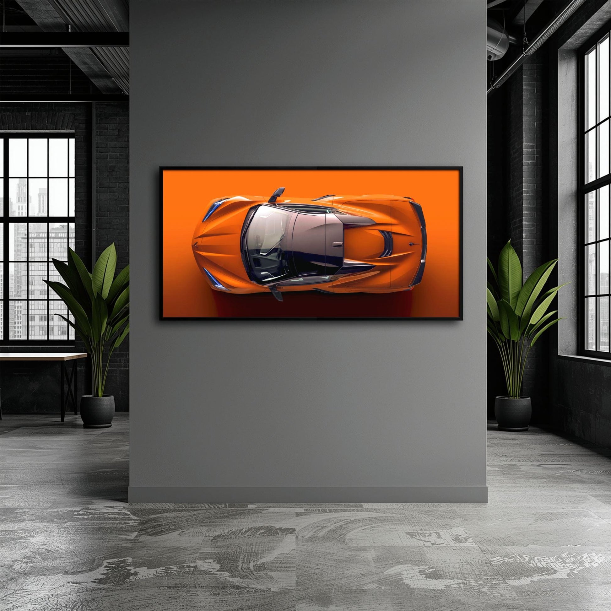 Chevrolet Corvette C8 Stingray Wall Art – Orange Supercar Canvas Print Cars