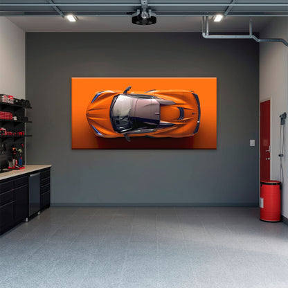 Chevrolet Corvette C8 Stingray Wall Art – Orange Supercar Canvas Print Cars
