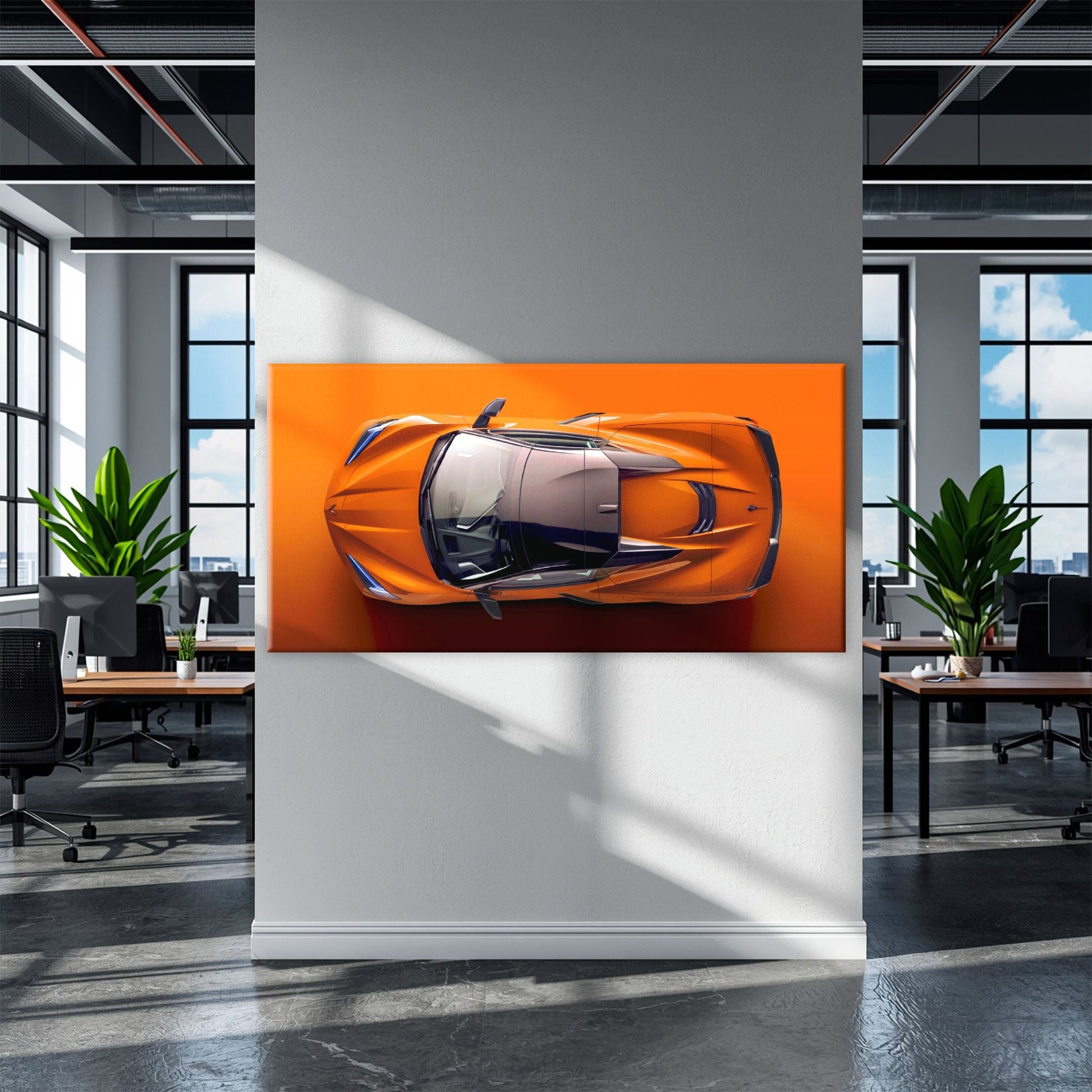 Chevrolet Corvette C8 Stingray Wall Art – Orange Supercar Canvas Print Cars