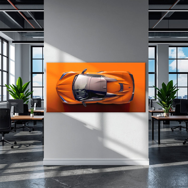 Chevrolet Corvette C8 Stingray Wall Art – Orange Supercar Canvas Print Cars