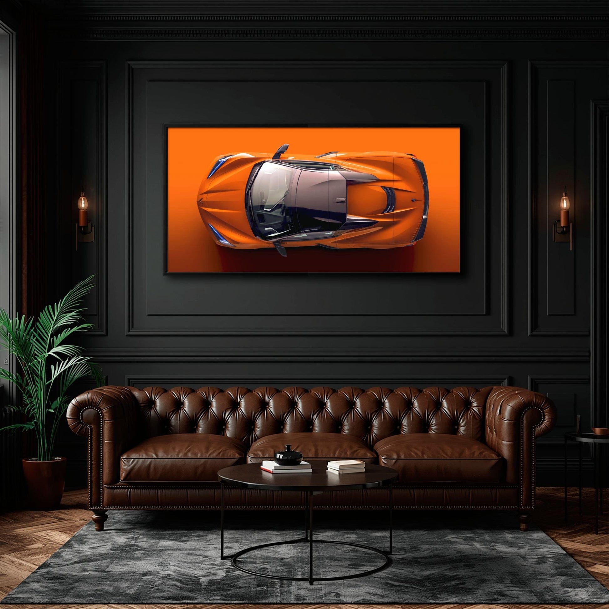 Chevrolet Corvette C8 Stingray Wall Art – Orange Supercar Canvas Print Cars