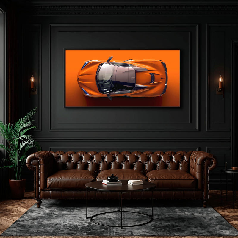 Chevrolet Corvette C8 Stingray Wall Art – Orange Supercar Canvas Print Cars