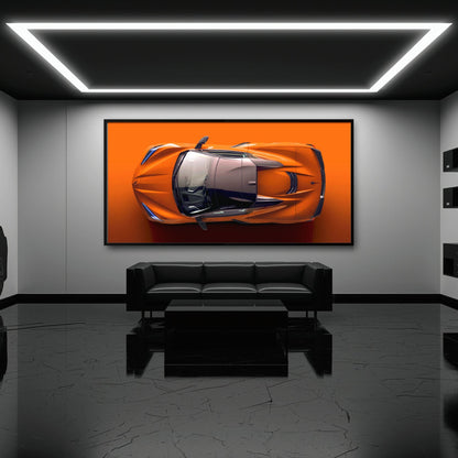 Chevrolet Corvette C8 Stingray Wall Art – Orange Supercar Canvas Print Cars