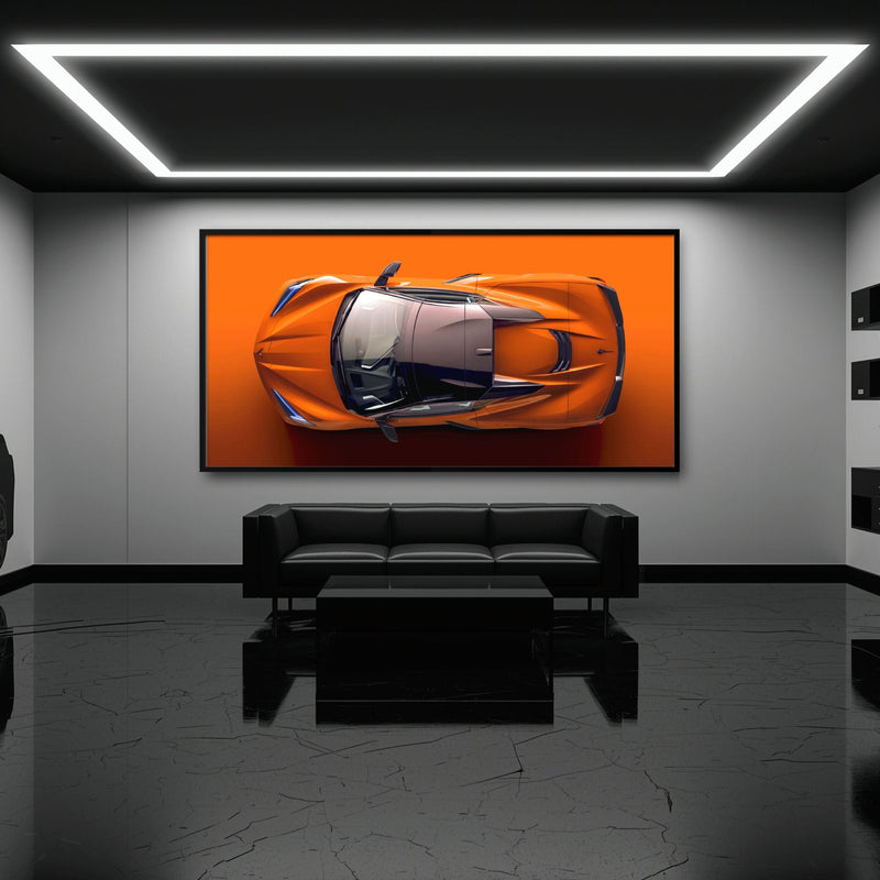 Chevrolet Corvette C8 Stingray Wall Art – Orange Supercar Canvas Print Cars