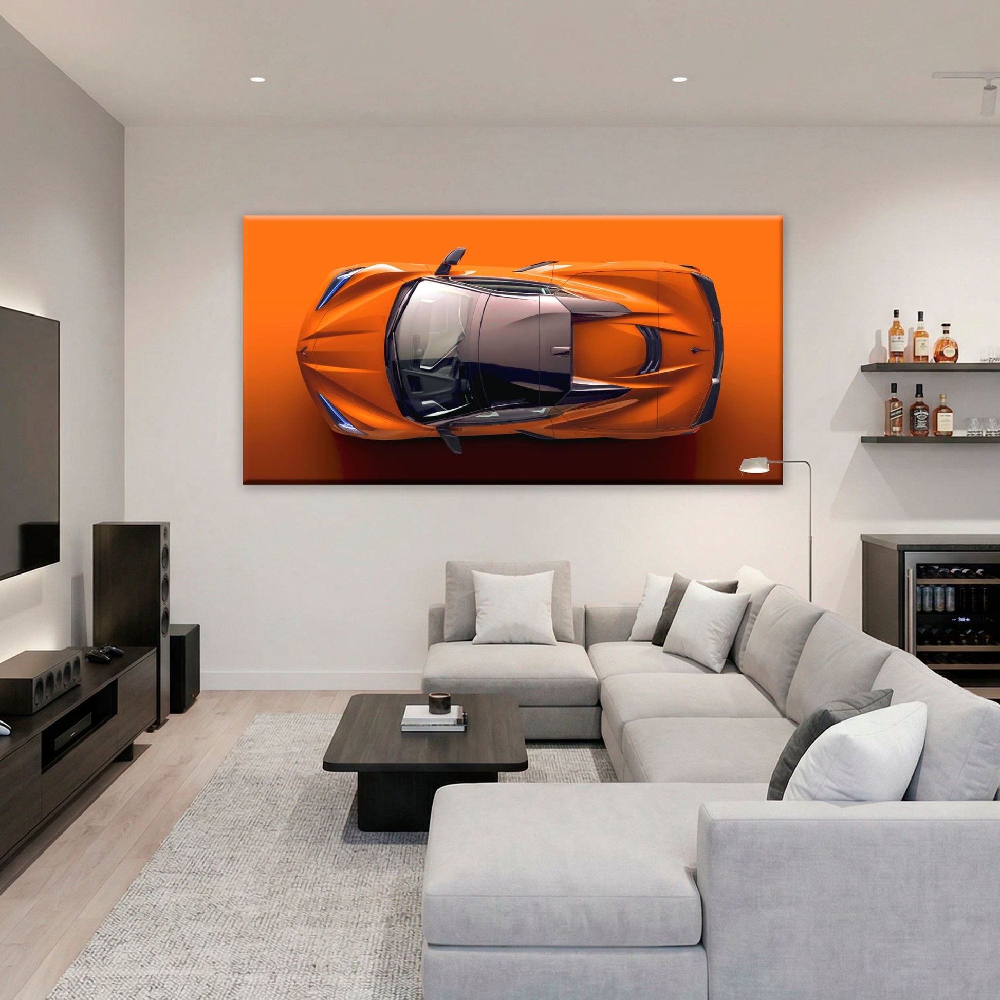 Chevrolet Corvette C8 Stingray Wall Art – Orange Supercar Canvas Print Cars