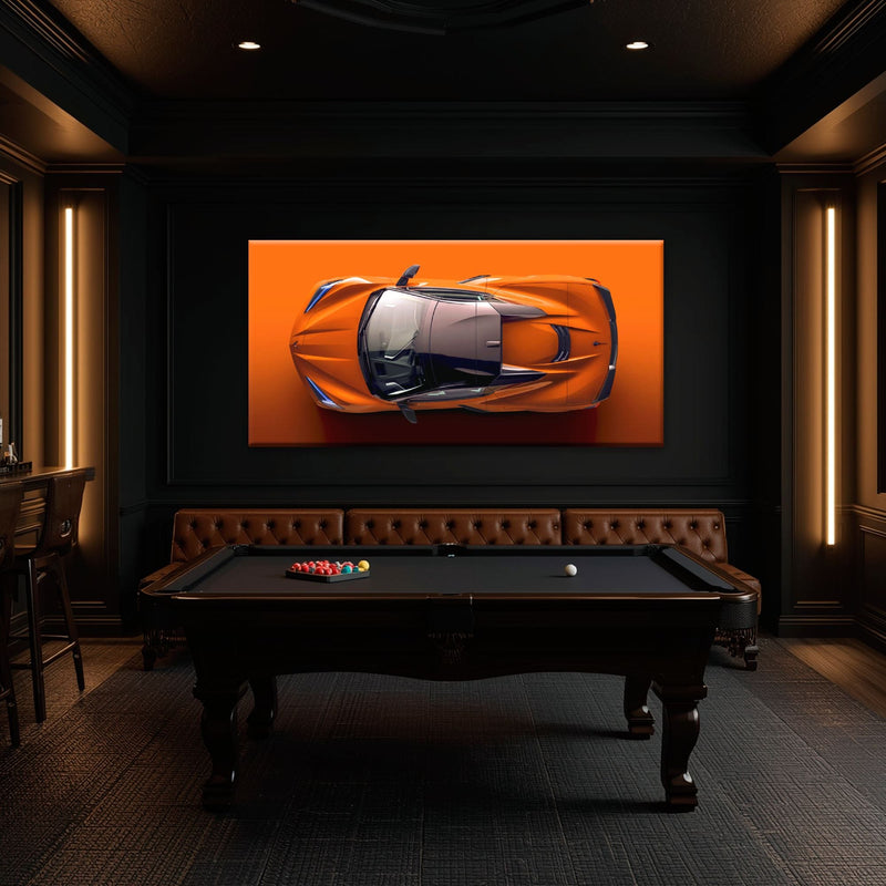 Chevrolet Corvette C8 Stingray Wall Art – Orange Supercar Canvas Print Cars