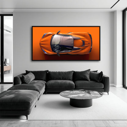 Chevrolet Corvette C8 Stingray Wall Art – Orange Supercar Canvas Print Cars