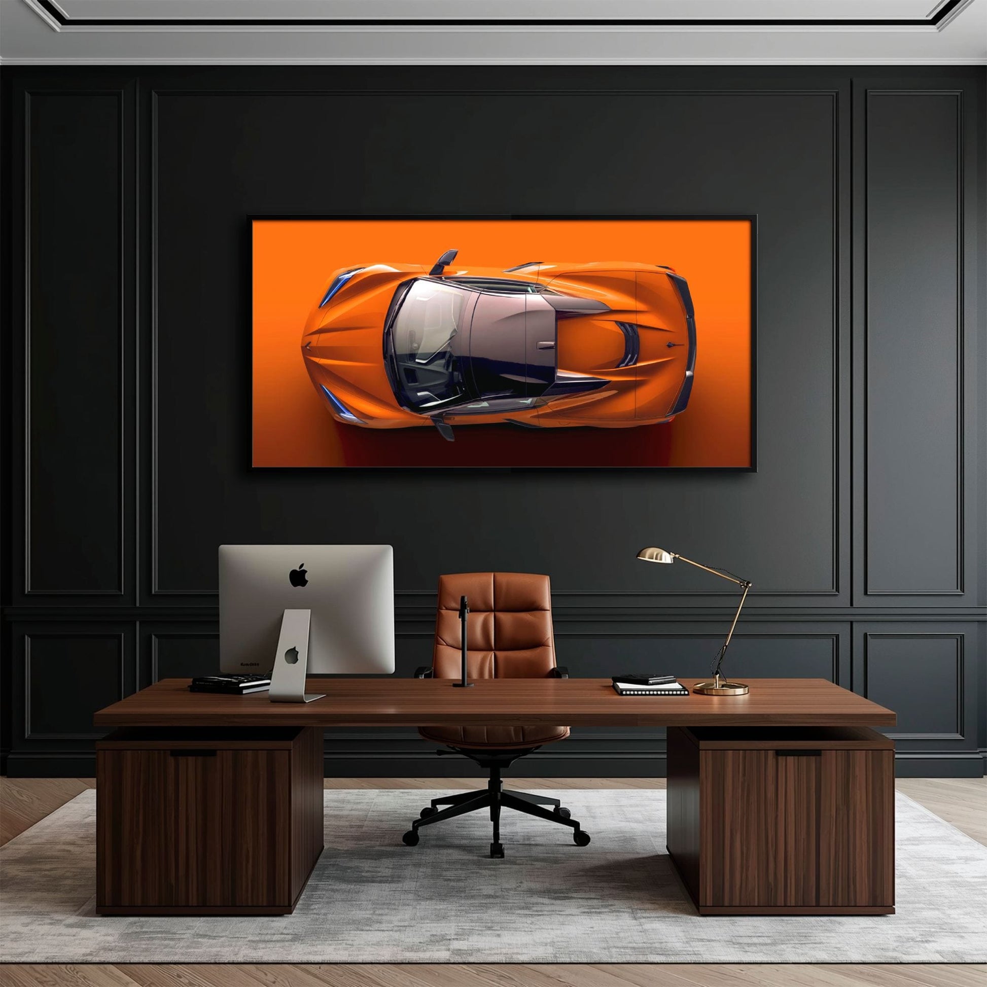 Chevrolet Corvette C8 Stingray Wall Art – Orange Supercar Canvas Print Cars