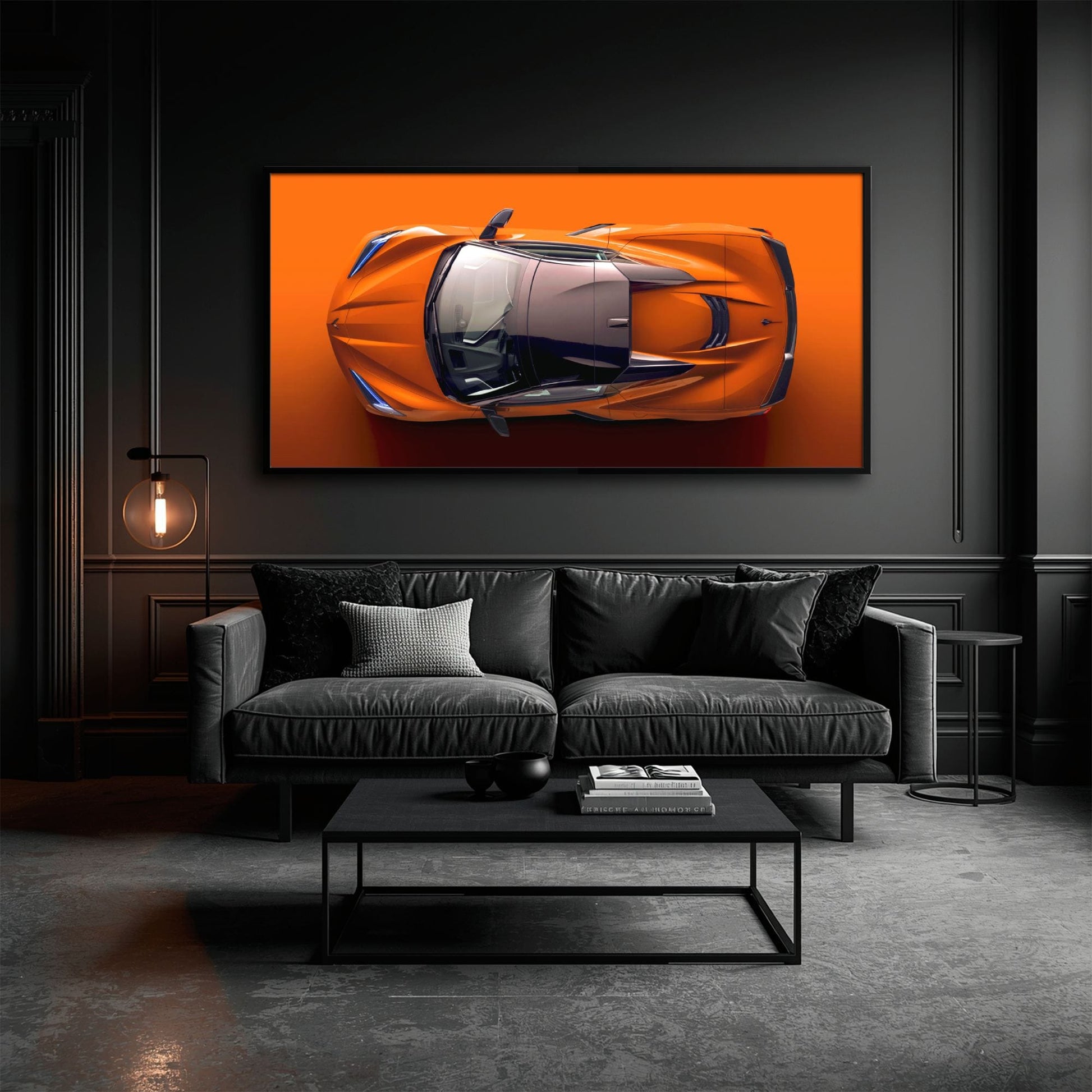Chevrolet Corvette C8 Stingray Wall Art – Orange Supercar Canvas Print Cars