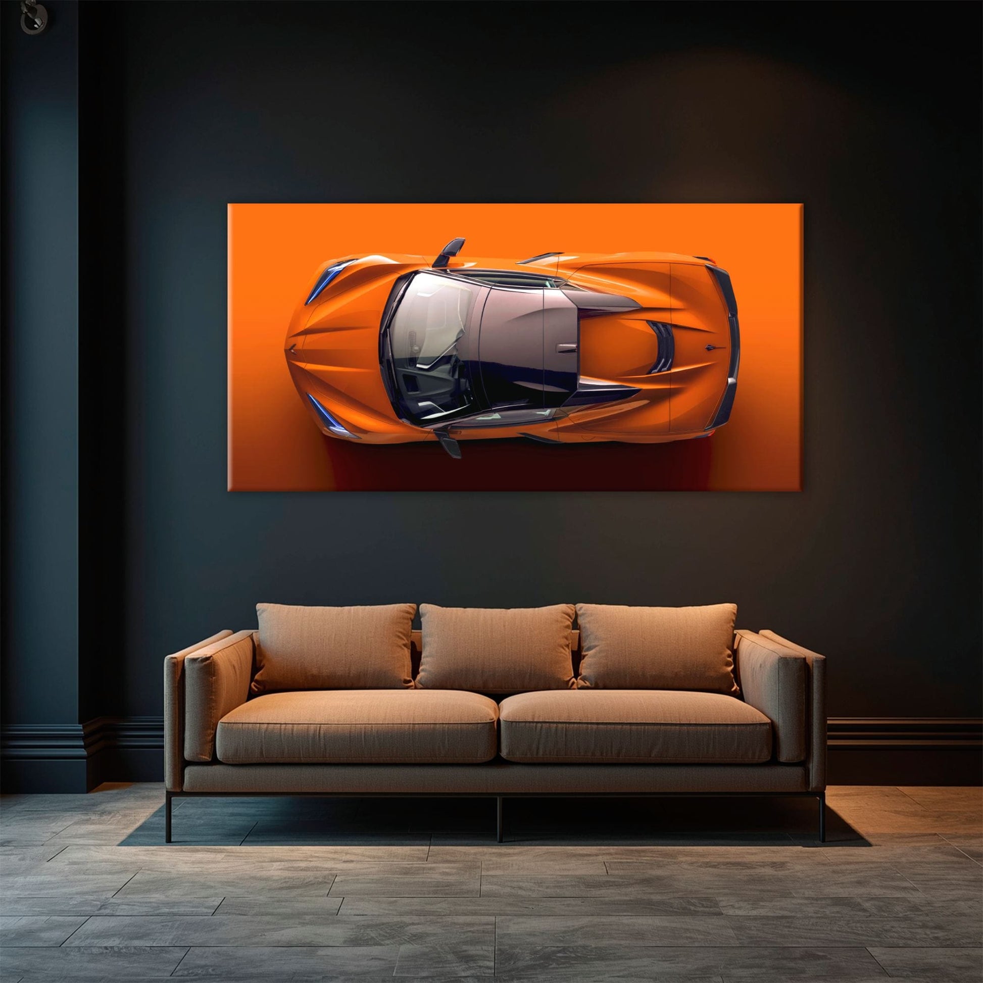 Chevrolet Corvette C8 Stingray Wall Art – Orange Supercar Canvas Print Cars