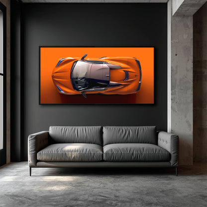 Chevrolet Corvette C8 Stingray Wall Art – Orange Supercar Canvas Print Cars