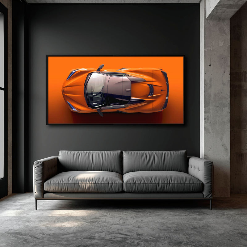 Chevrolet Corvette C8 Stingray Wall Art – Orange Supercar Canvas Print Cars