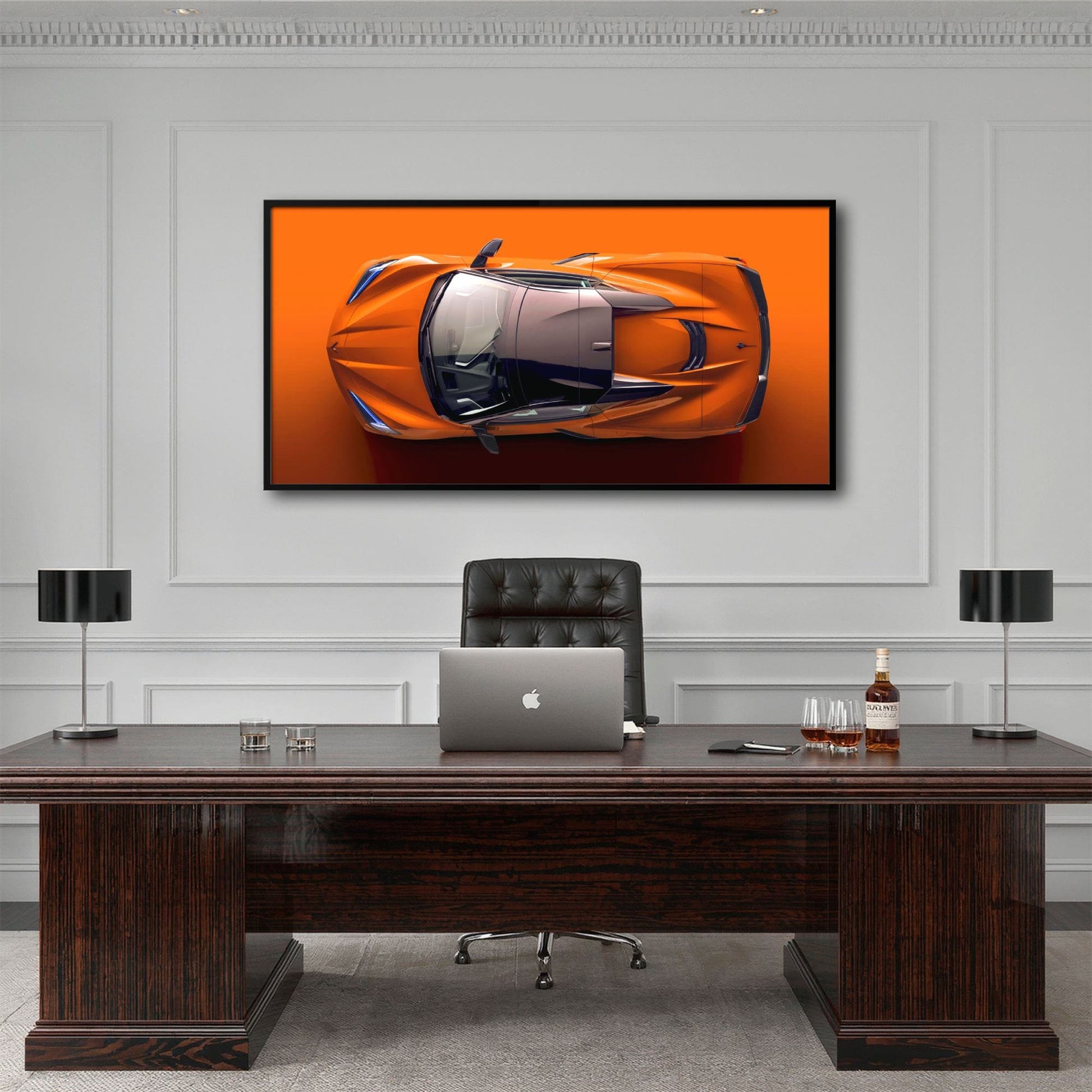Chevrolet Corvette C8 Stingray Wall Art – Orange Supercar Canvas Print Cars