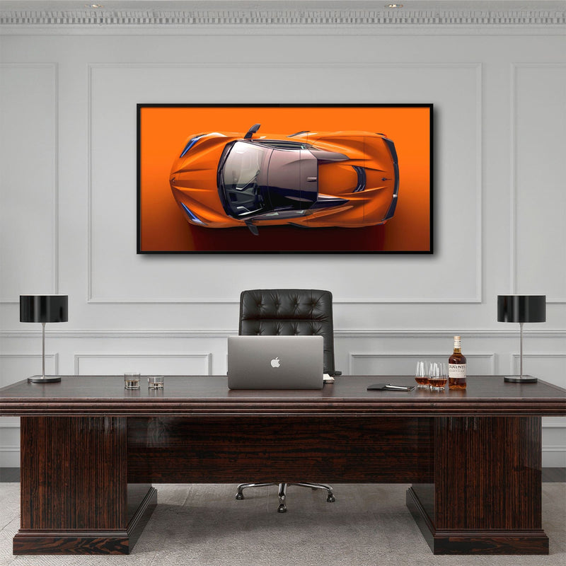 Chevrolet Corvette C8 Stingray Wall Art – Orange Supercar Canvas Print Cars