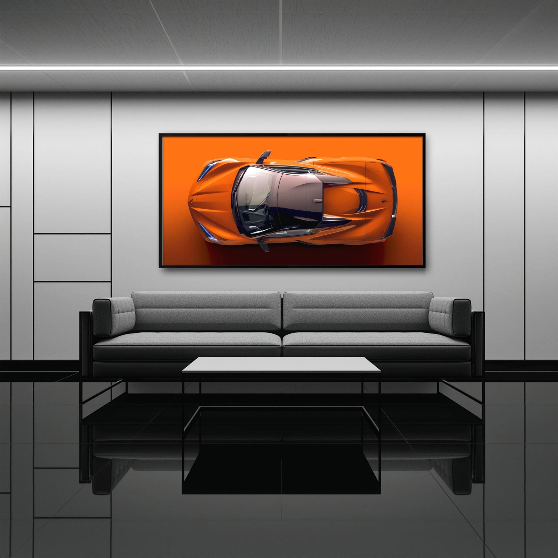 Chevrolet Corvette C8 Stingray Wall Art – Orange Supercar Canvas Print Cars