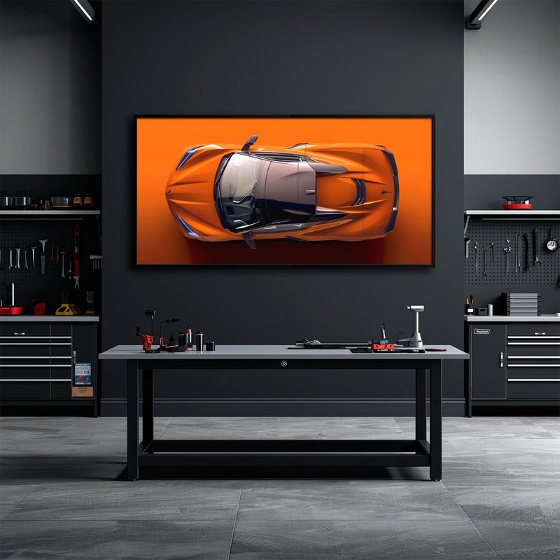 Chevrolet Corvette C8 Stingray Wall Art – Orange Supercar Canvas Print Cars