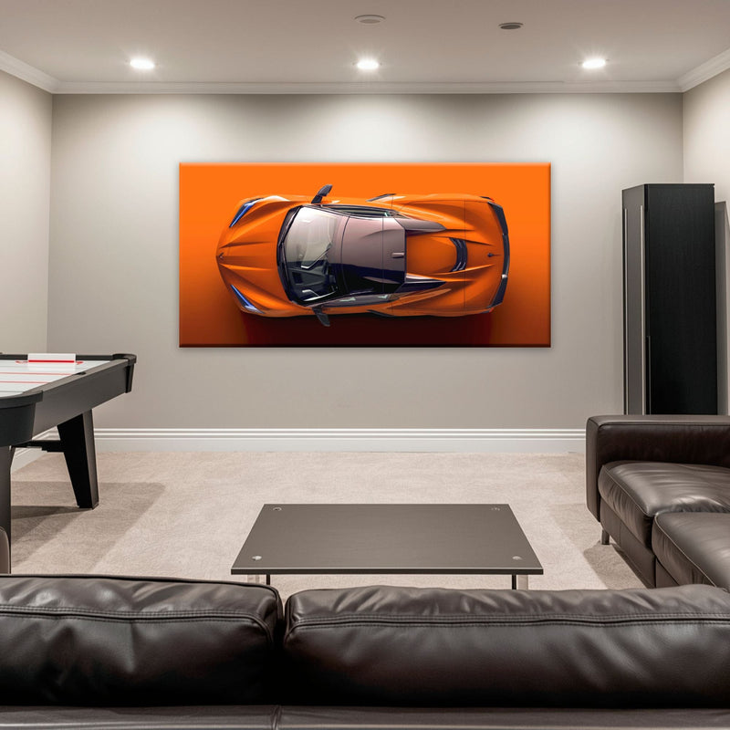 Chevrolet Corvette C8 Stingray Wall Art – Orange Supercar Canvas Print Cars