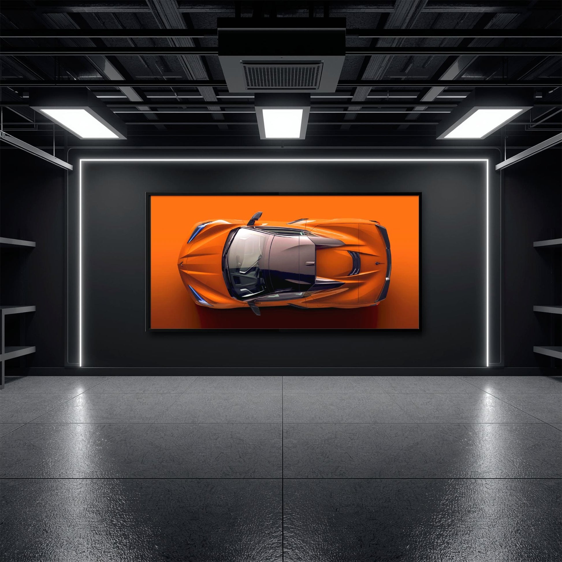 Chevrolet Corvette C8 Stingray Wall Art – Orange Supercar Canvas Print Cars