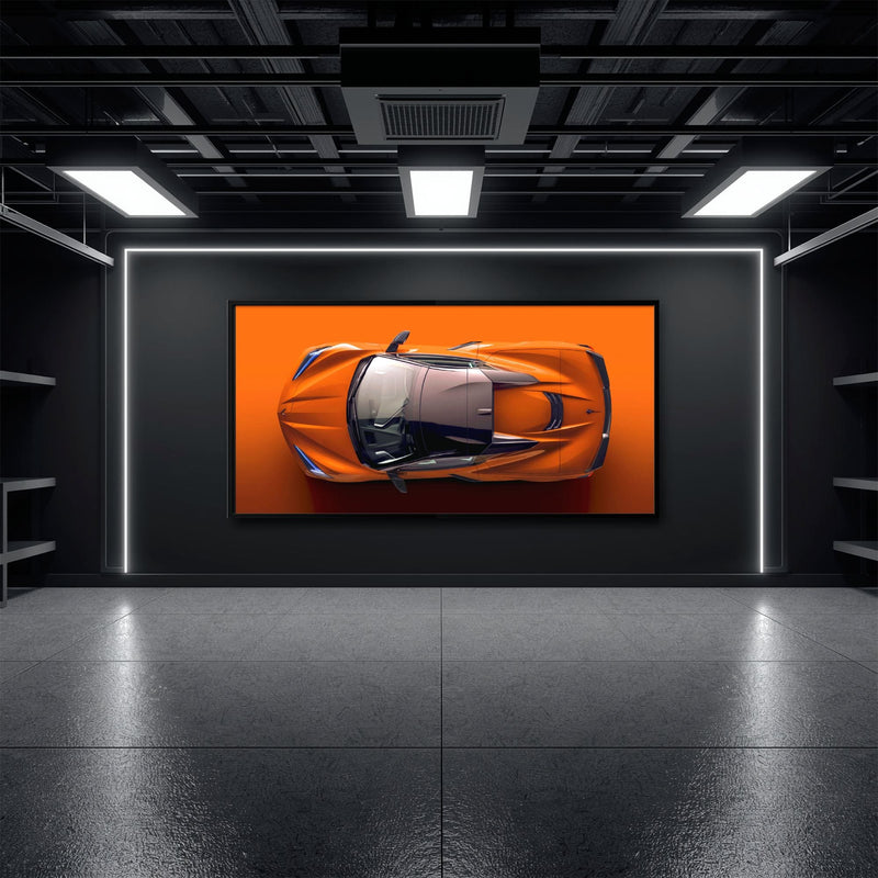 Chevrolet Corvette C8 Stingray Wall Art – Orange Supercar Canvas Print Cars