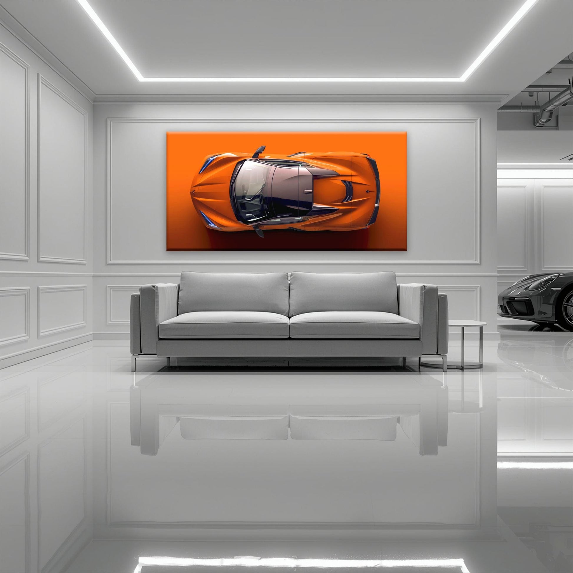 Chevrolet Corvette C8 Stingray Wall Art – Orange Supercar Canvas Print Cars
