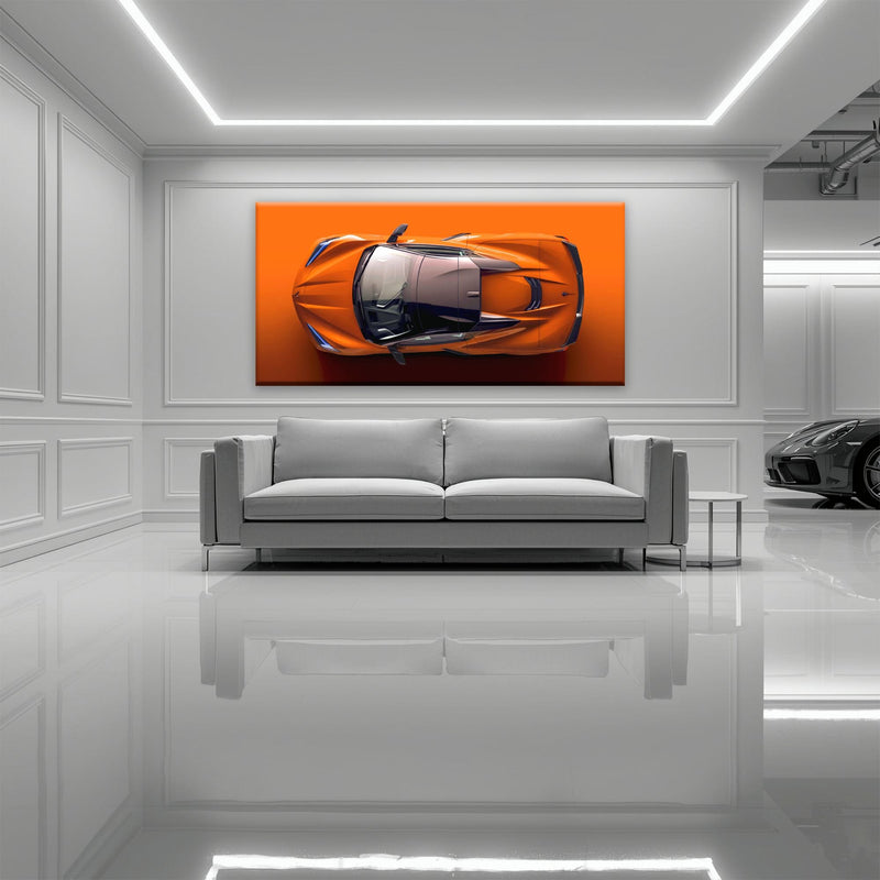 Chevrolet Corvette C8 Stingray Wall Art – Orange Supercar Canvas Print Cars
