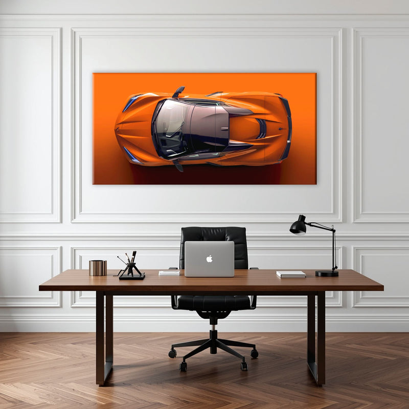 Chevrolet Corvette C8 Stingray Wall Art – Orange Supercar Canvas Print Cars