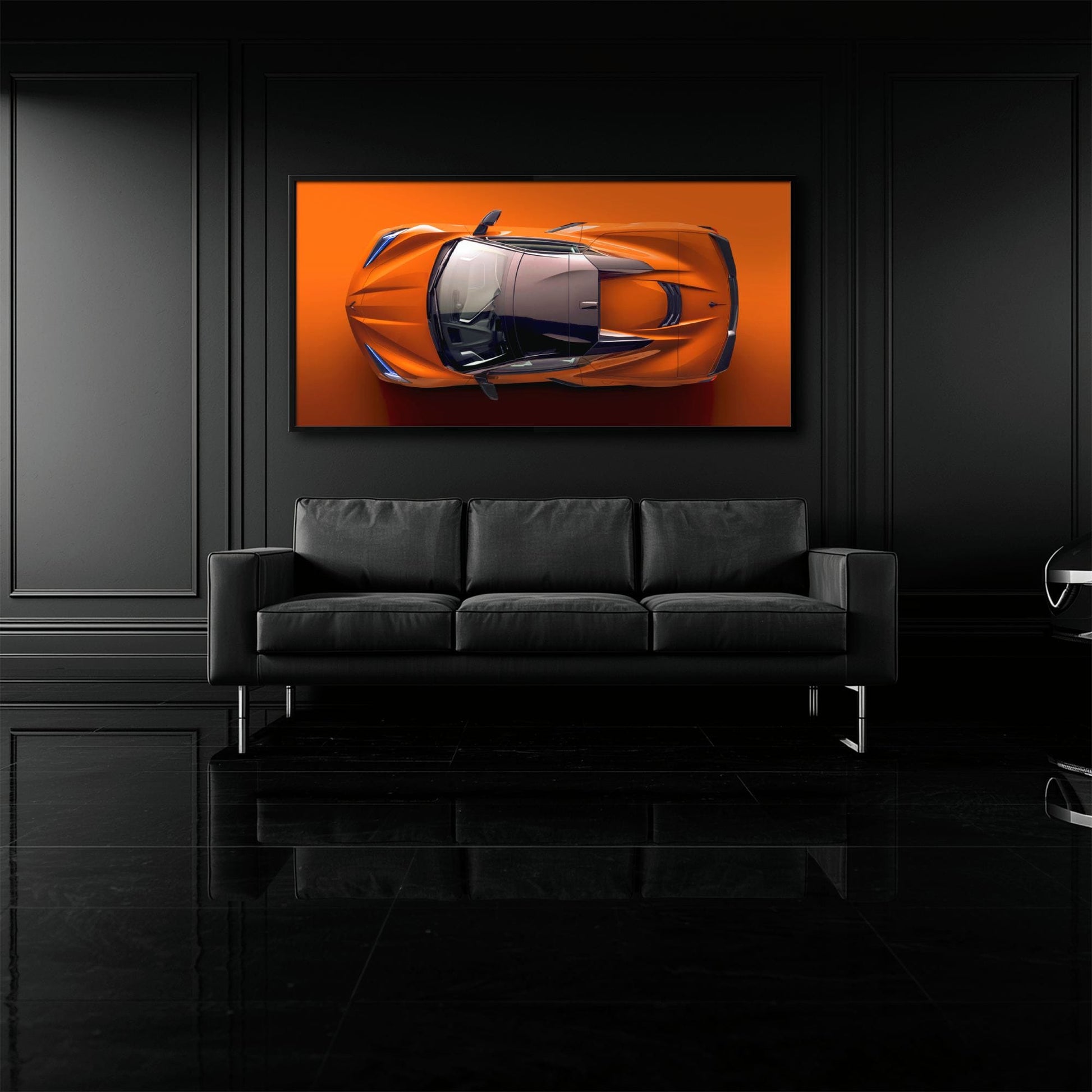 Chevrolet Corvette C8 Stingray Wall Art – Orange Supercar Canvas Print Cars