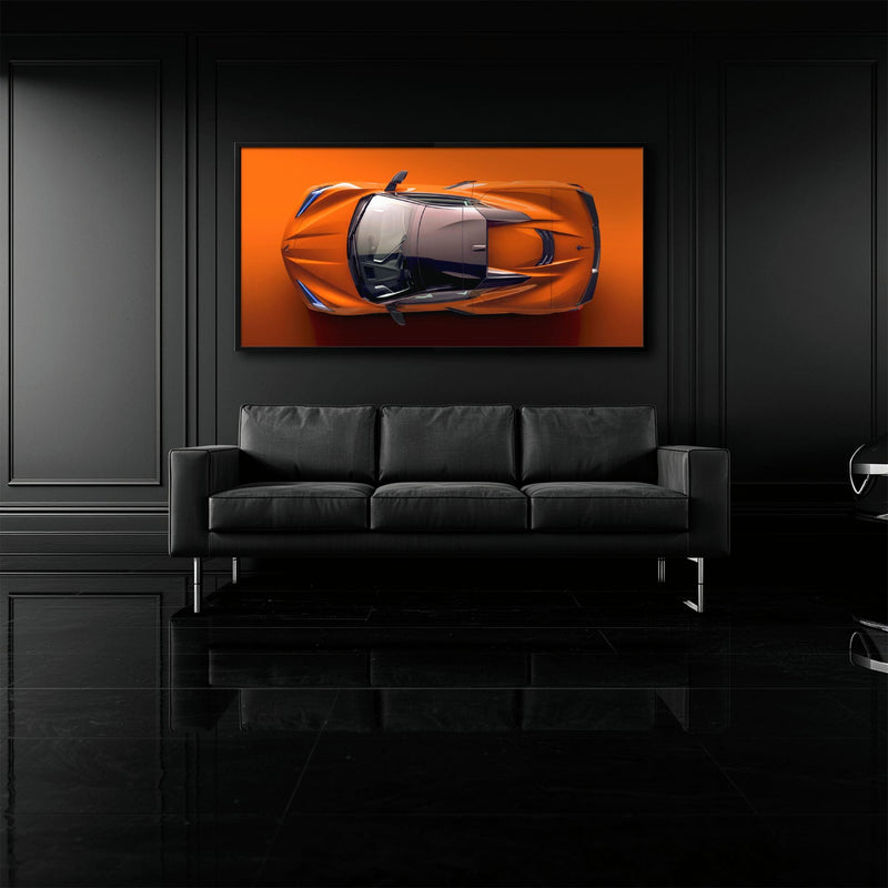 Chevrolet Corvette C8 Stingray Wall Art – Orange Supercar Canvas Print Cars